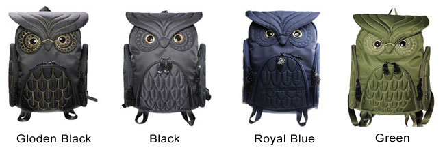 Fashion Street Cool Owl Shape Solid Computer Backpack School Bag Travel Bag
