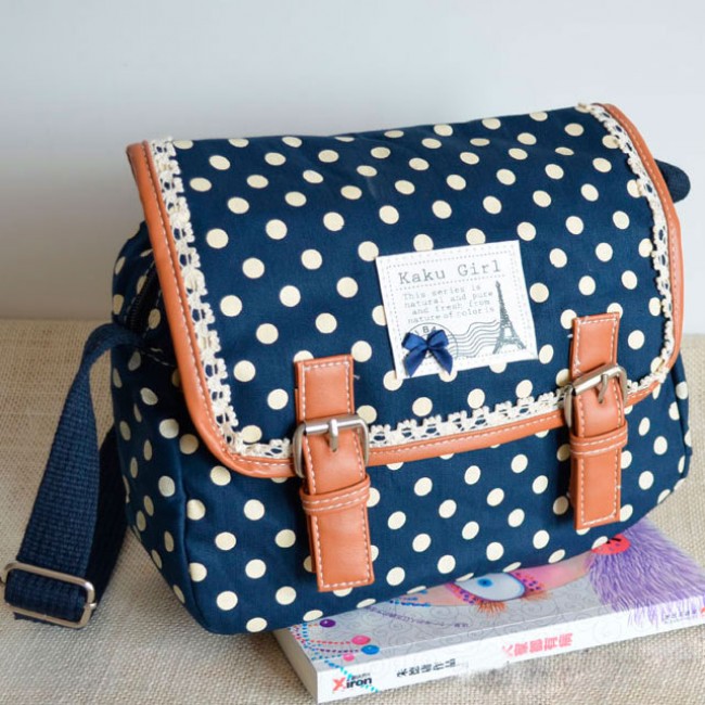 Fresh Polka-dot Print Lace Messenger Bag | Shoulder Bags | Fashion ...