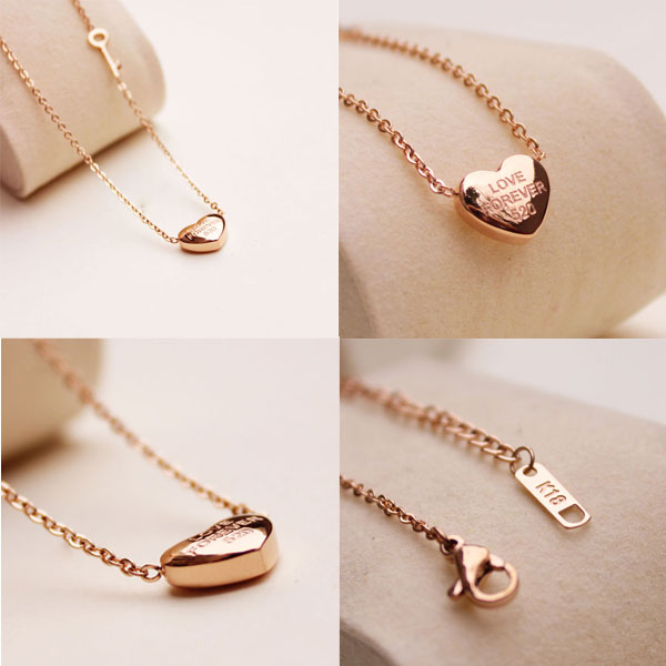 Unique Heart Pendant Key Golden Necklace 