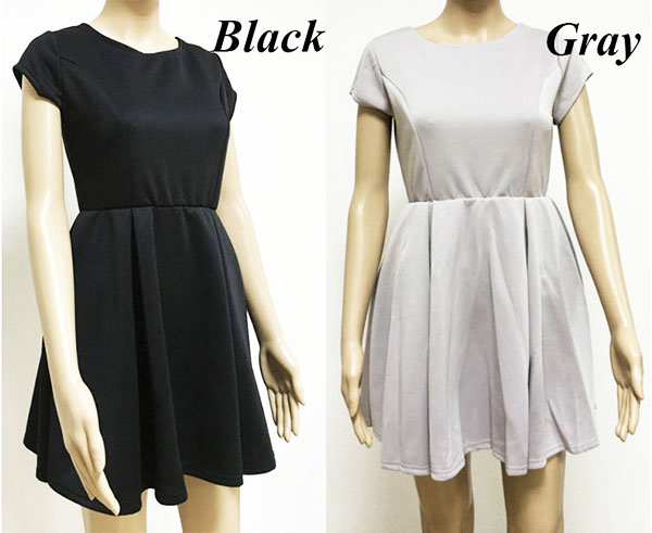 Fashion Short-Sleeved Halter Ribbon Strap Party Dress Stitching Pleated Dress