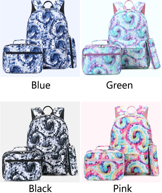 Colorful Abstract Spiral Swirl Printing Backpack For Teen Girls Student Bookbags With Lunch Tote Lightweight Waterproof Middle School Laptop Backpacks 