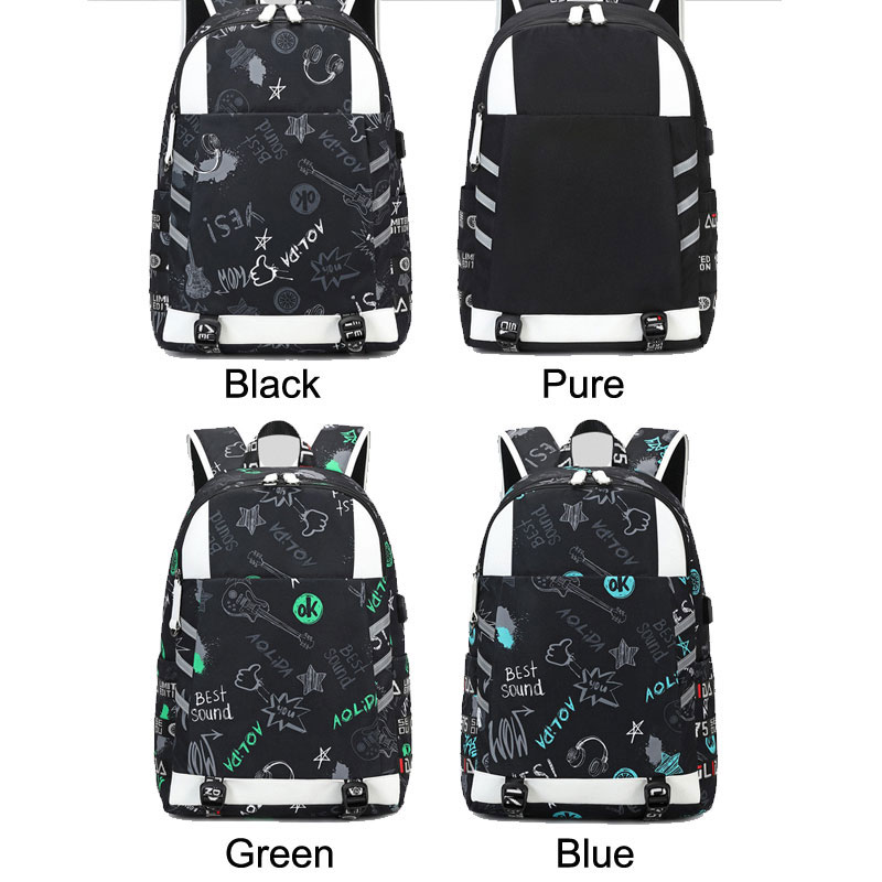 Guitar Music Printing School Backpack Laptop Backpack Large Capacity Waterproof Student Bookbags Teens Student Backpack