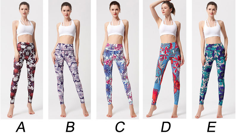 Colorful Flower Printing High Waist Butt Lifting Scrunch Butt Seamless Tummy Control Soft Athletic Pants Running Workout Trousers Yoga Slim Women's Leggings