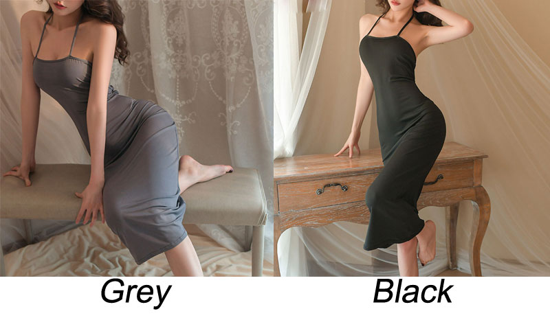 Sexy Hollow Cross Backless Strap Gown Dress Bathrobes Halter Women's Lingerie Intimate Nightgown Nightdress 