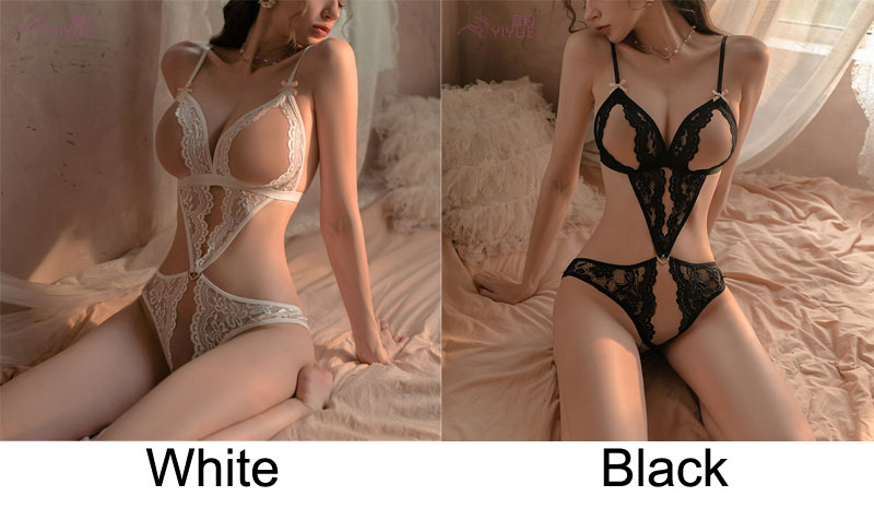 Sexy Exposed Breast Crotchless Lace Sheer Mesh Nightwear Erotic Teddy Corset Leotard Jumpsuit Bodysuit Womens Bridal Lingerie