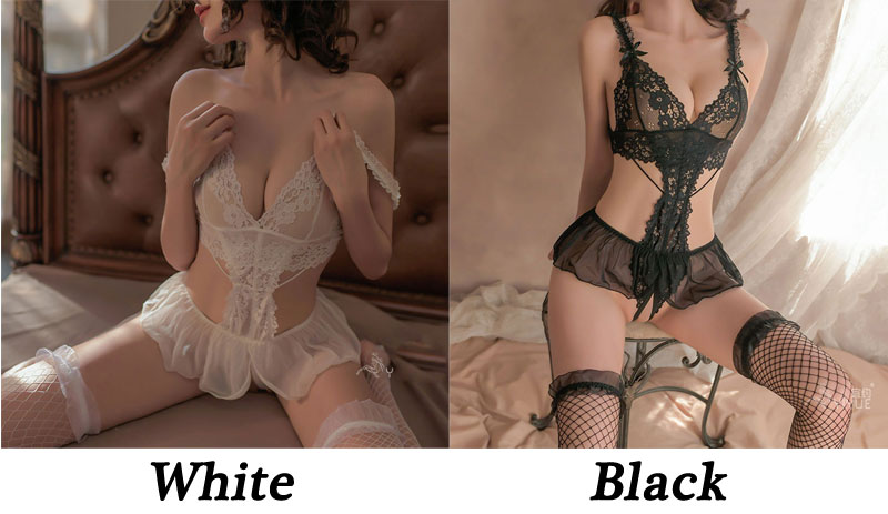 Sexy Floral Lace V Neck Crotchless Mini Chemise Sheer Mesh Nightwear Teddy Corset Leotard Jumpsuit Bodysuit Erotic Strappy Womens Lingerie 