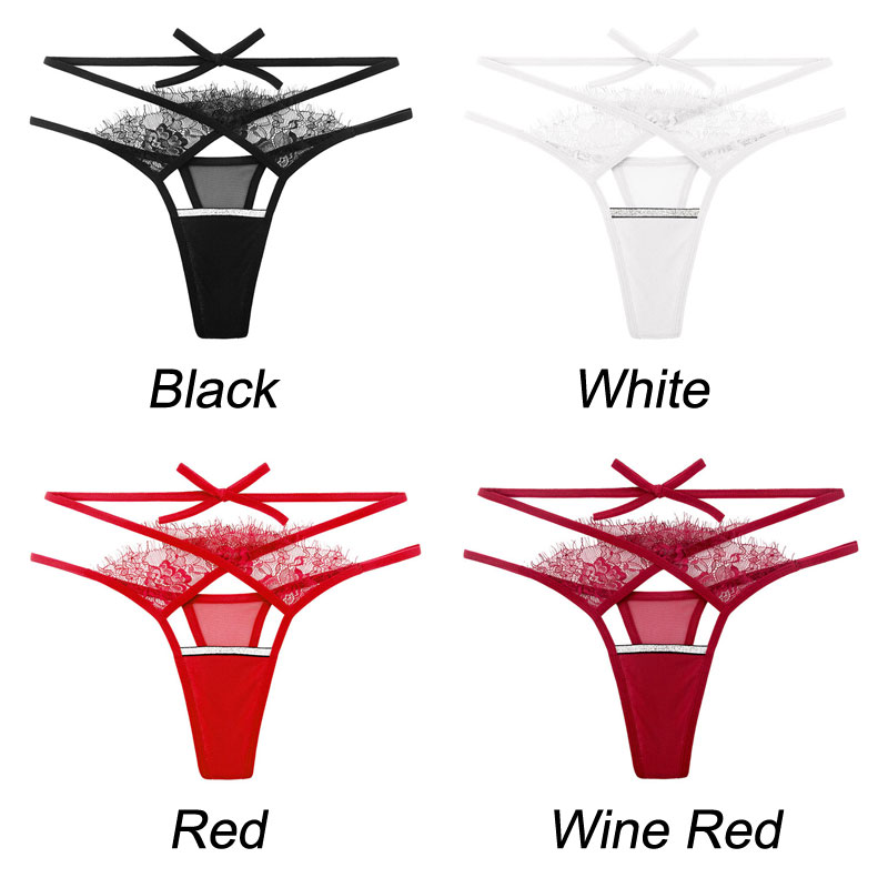 Sexy Hollow Cross Sheer Lace High Rise G-string T-Back Panties Naughty Briefs Women's Underwear Thong Lingerie Erotic Underpants