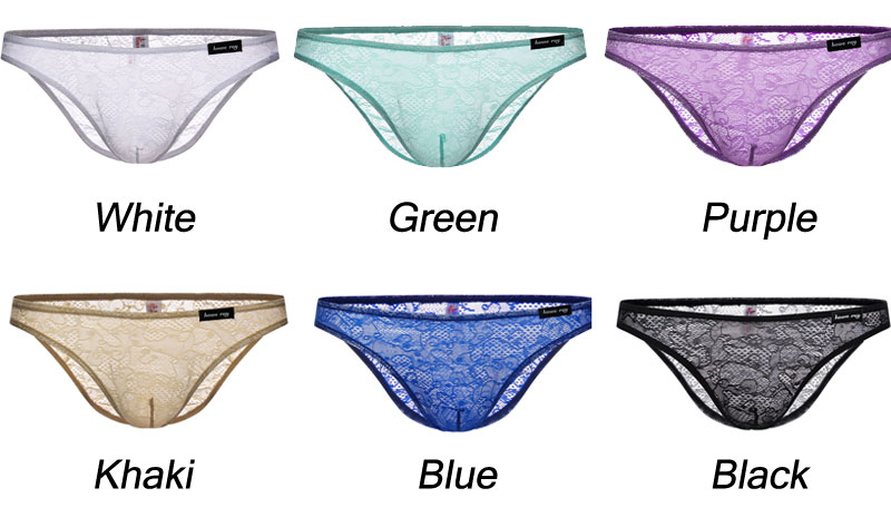 Sexy Mesh Flower Lace Thong Lingerie Sissy Underwear Men's Briefs Low Rise Breathable Underpants