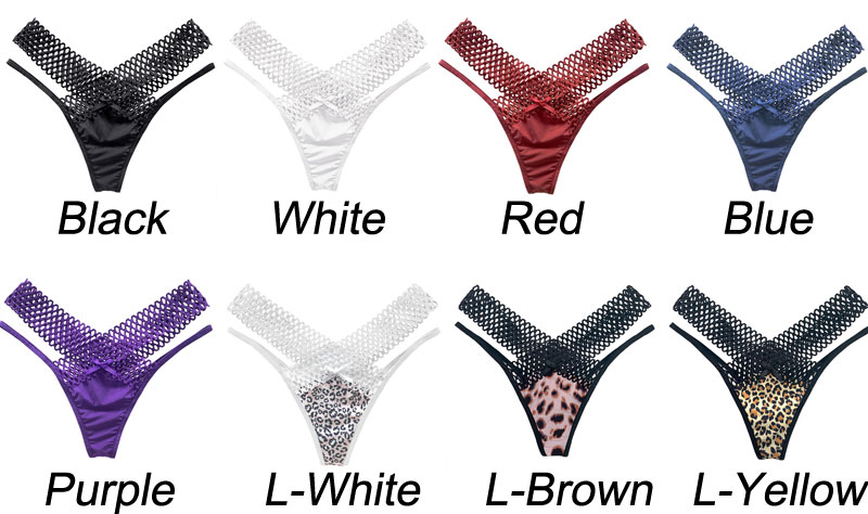 Sexy Leopard Cross Fishnet Belt Hollow Panties Naughty Briefs Women's Underwear T-Back Lingerie Erotic Slutty Underpants Stretch Thong 