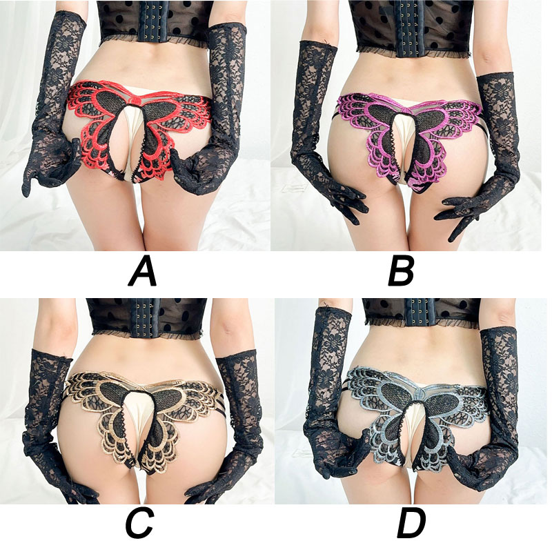 Sexy Butterfly Embroidery Crotchless Hollow Panties Naughty Briefs Women's Underwear Hipster Lingerie Erotic Underpants
