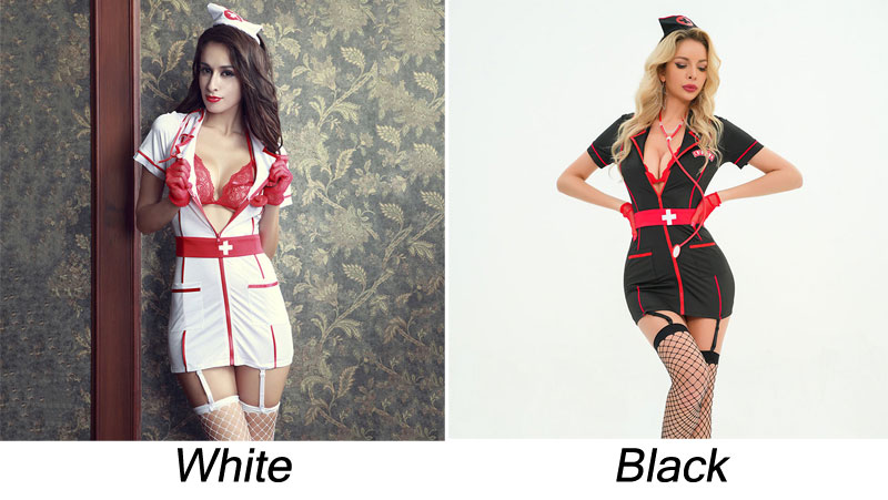 Sexy Nurse Cosplay Nightdress Chemise With Lace Bra Roleplay Exotic Nightclub Bar Costumes Naughty Women's Lingerie