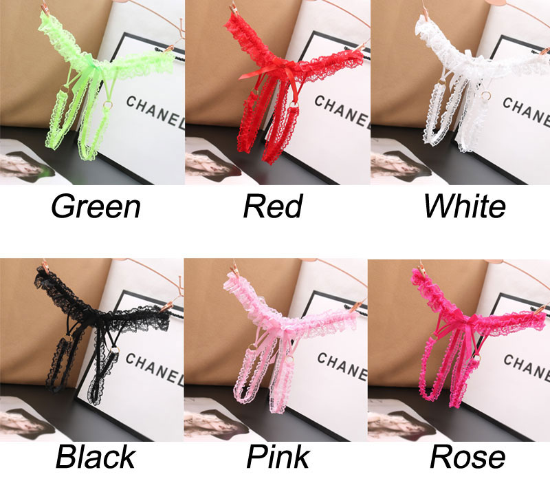 Sexy Crotchless Bowknot Lace Naughty Briefs Women's Underwear G-string Thong T-Back Lingerie Slutty Panties Erotic Underpants