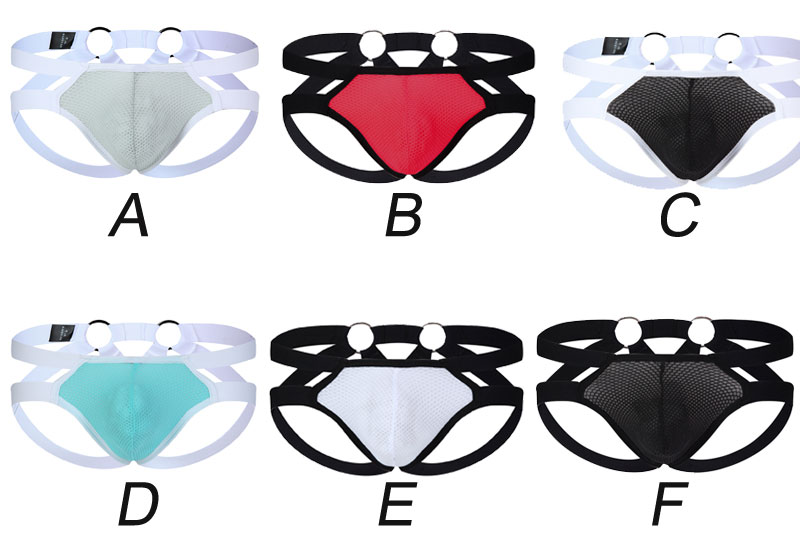 Sexy Hollow Splice Mesh Breathable Sissy Lingerie Gay Exotic Thong Men's Underwear Briefs Double Underpants