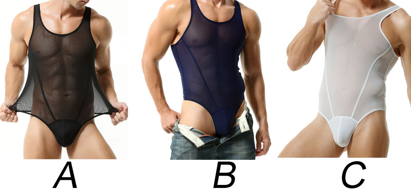 Sexy Transparent Mesh Sheer Jumpsuit Romper Men's Lingerie Fitness Sissy Breathbale Underwear Crossdress Wrestling Singlet Bodysuit