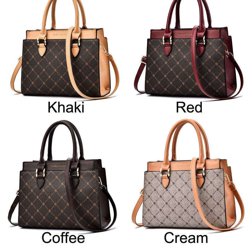 Flower Lattice Printing Tote Vegan Leather Handbag Mother's Day Gift Crossbody Bags For Mom Ladies Purse Shoulder Bags Handbags