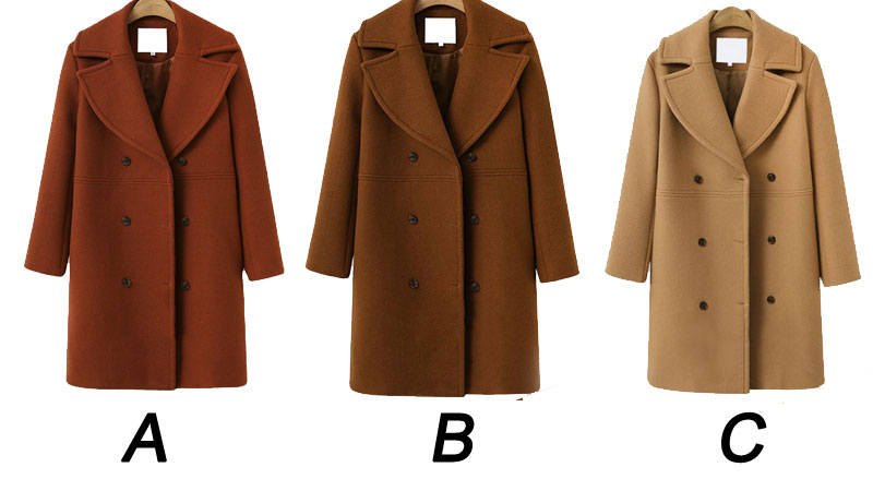 Long Winter Outfits Lapel Double Breasted Belted Mid Overcoat Windbreaker Outwear Pea Coat