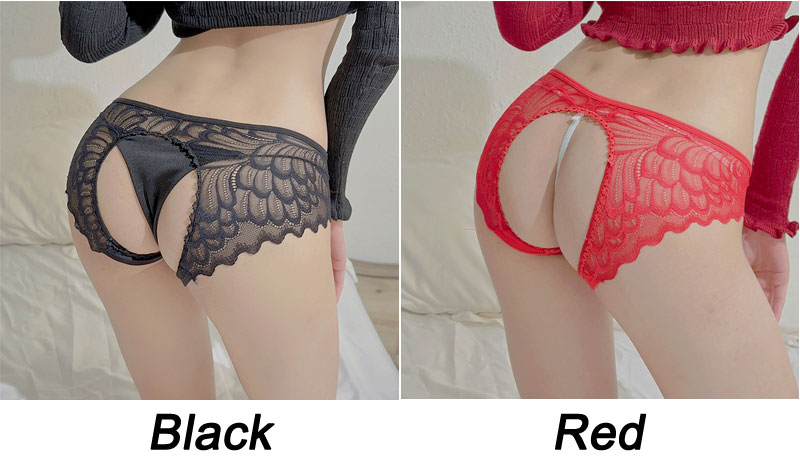 Sexy Feather Wings Lace Crotchless Panties Naughty Briefs Sheer Lingerie Erotic Seamless Women's Underwear Hipster Underpants