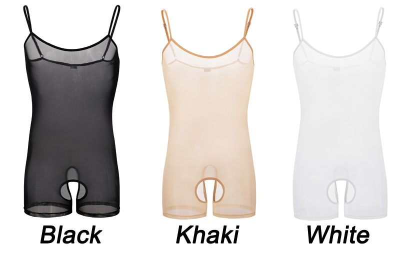 Sexy Crotchless Thin Leotard Bodysuit Stretch Singlet Wrestling Jumpsuit Fitness Undershirt Underwear Strap Romper Sissy Crossdress Erotic Lingerie 