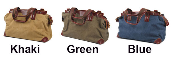 Retro Splicing Real Leather Large Capacity Canvas Travel Zipper Handbag Shoulder Bag 