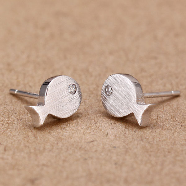 S925 Silver Fish Gold Plated Stud Earrings
