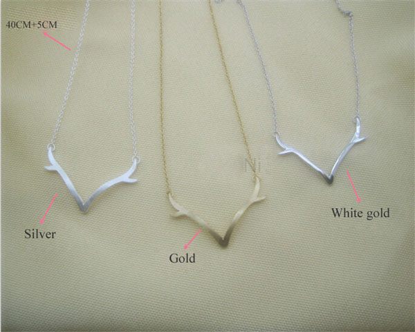 Unique Silver Antler Pendant Necklace