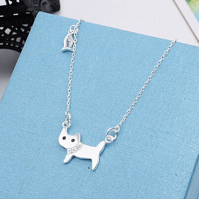 Cute Cat Animal Silver Pendant Necklace/Jewelry Gift