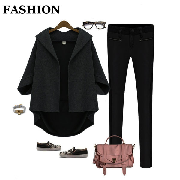 Very Cool Loose Irregular Cut Bat Sleeve Coat