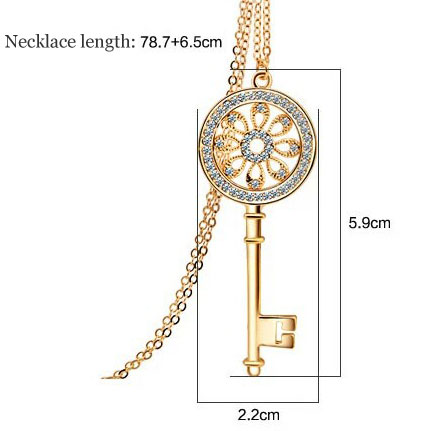 Shiny Rhinestone Key Sweater Necklace