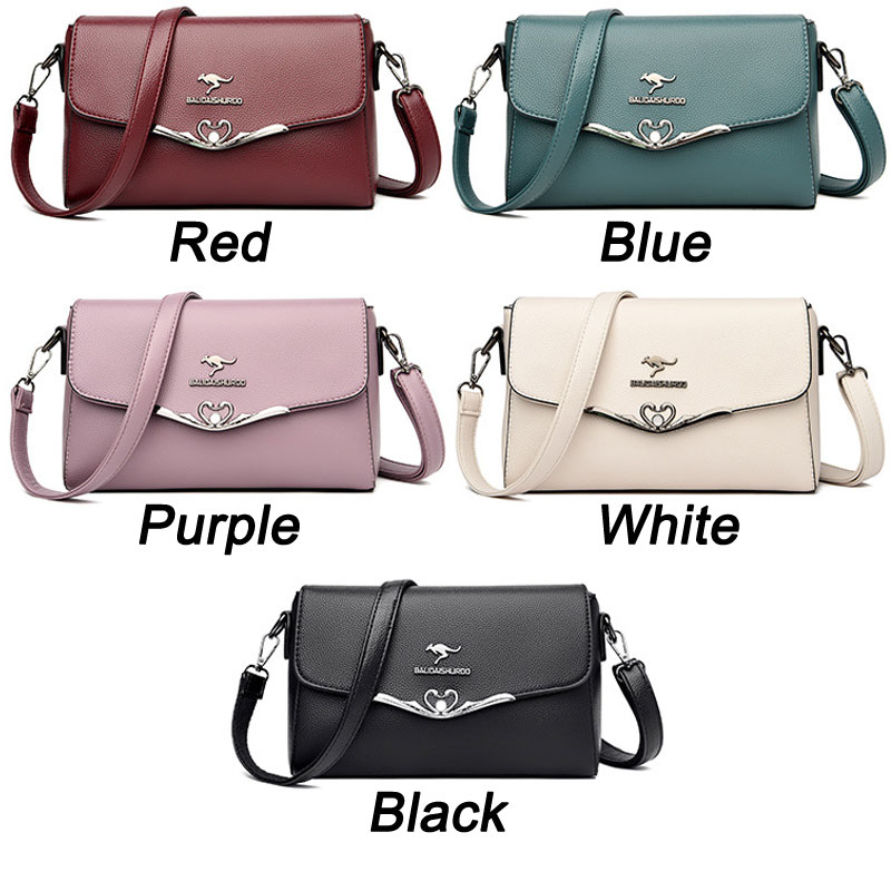 Fashion Kangaroo Swan Love Heart Buckle Leather Ladies Crossbody Messenger Purses Women's Tote Satchel Bags Shoulder Bag