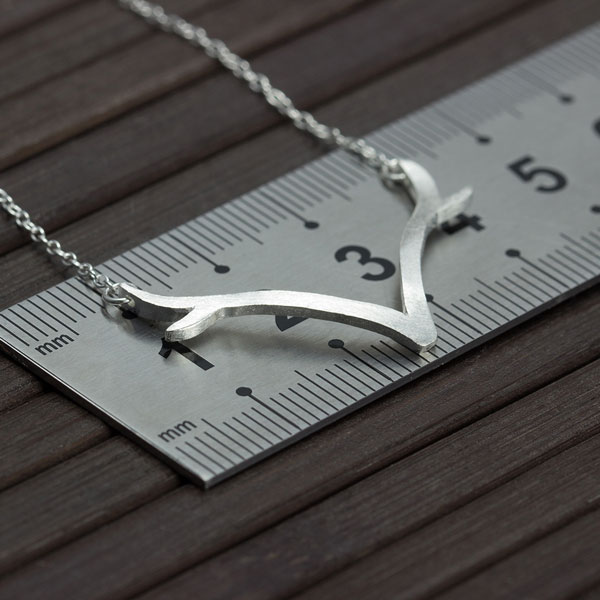 Unique Silver Antler Pendant Necklace