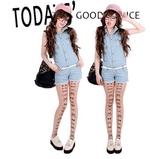 Invisible Ttatoo Bow-knot Super Thin Silk Stockings