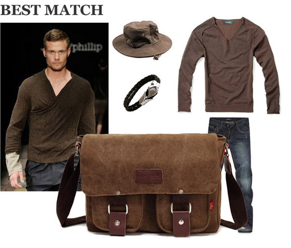 Vintage Front Pocket Canvas Shoulder Bag Messenger Bag