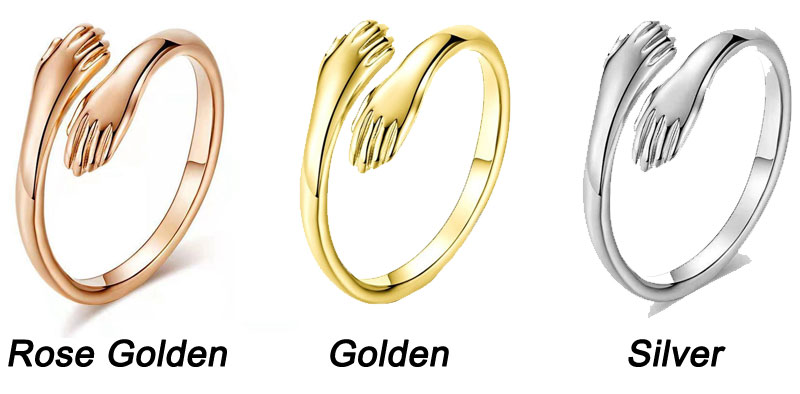 Romantic Embrace Hands Hug Couple Open Adjustable Ring Bride Princess Wedding Gift Promise Engagement Ring