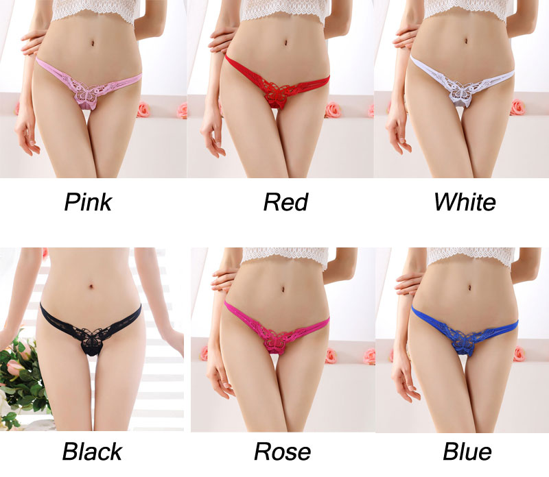 Sexy Hollow Butterfly Lace Embroidery Low Rise T-Back Stretch Lingerie Animal Briefs Panties G-String Thong Women's Underwear 