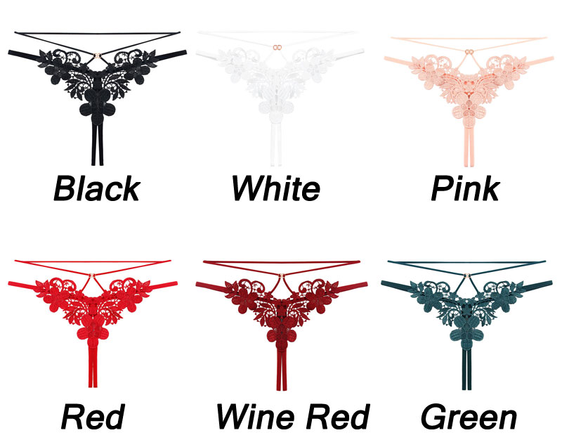 Sexy Hollow Flower Embroidery Crotchless Panties Naughty Briefs T-Back Women's Underwear Thong Lingerie Erotic Underpants