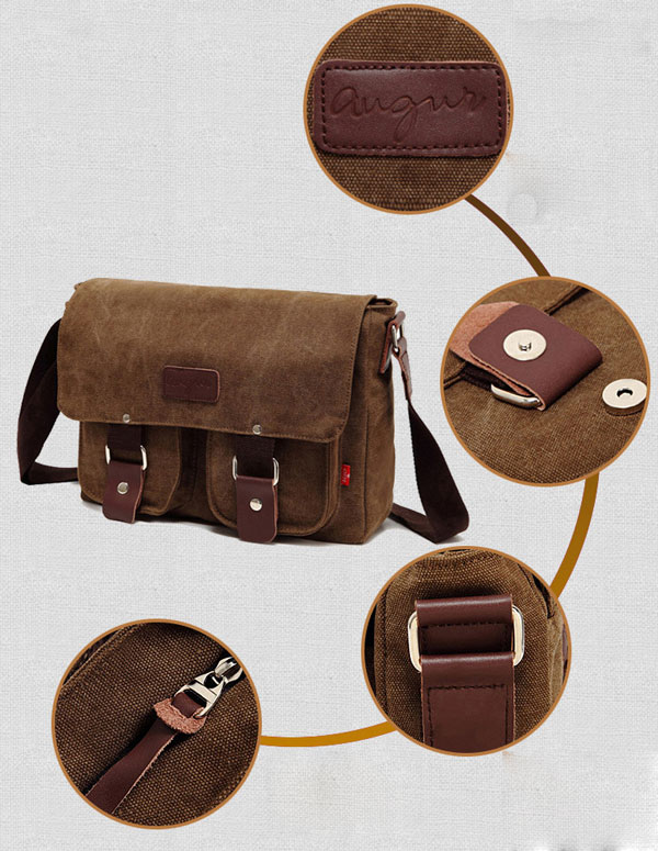 Vintage Front Pocket Canvas Shoulder Bag Messenger Bag