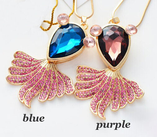 Lovely Fish Rhinestone Sweater Dress Necklace