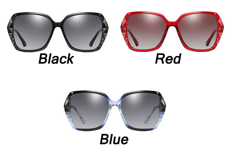 Elegant Diamond Glasses Temples Polarized Sunnies Sun UV Protection Oversize Lightweight Women's Sunglasses