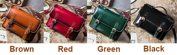 Retro Brown Glossy Flap Magnetic Metal Button Handbag PU Messenger Bag Shoulder Bag