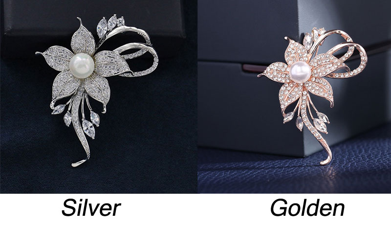 Shining Flower Diamond Pearl Crystal Sweater Shawl Pins Clips Wedding Party Accessory Jewelry Corsage Women's Brooch