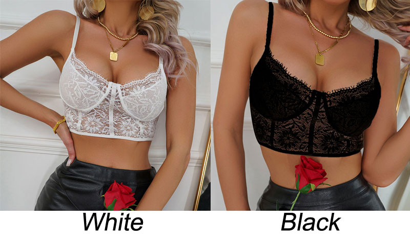 Sexy Floral Lace Bralette For Women Bandeau Tank Tops Lingerie Racerback Crop Cami Wireless Bra Corset Camisoles