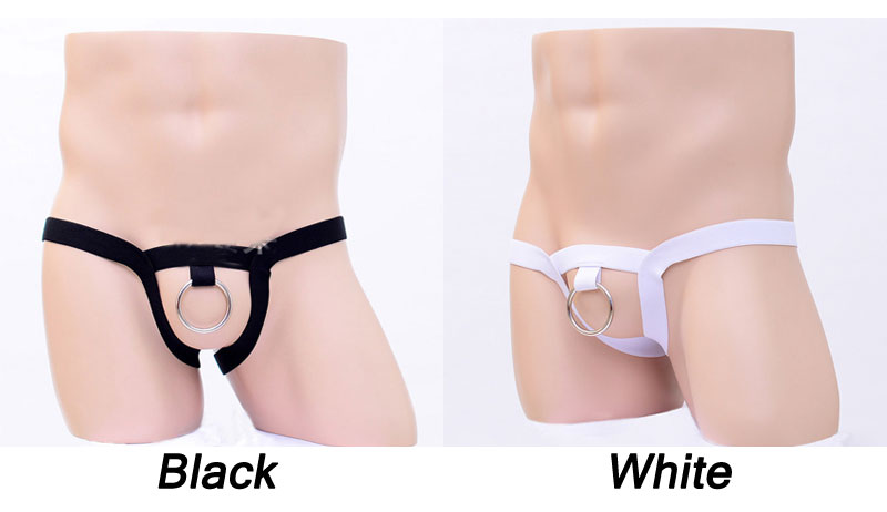 Sexy Metal Ring Exposed Penis Hollow Jockstraps Mens Lingerie Sissy Crossdresser T-back Underwear Erotic G-string Thong