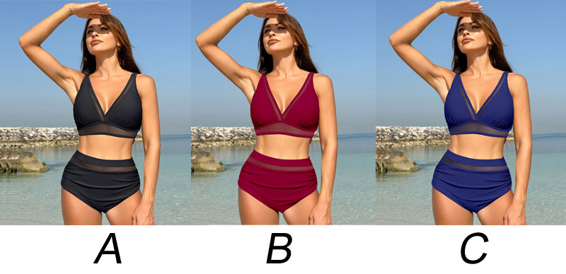 Sexy High Rise Sheer Women's Swimwear Beach Bikinis Vacation Padded Halter Tummy Control Summer Swimsuits 