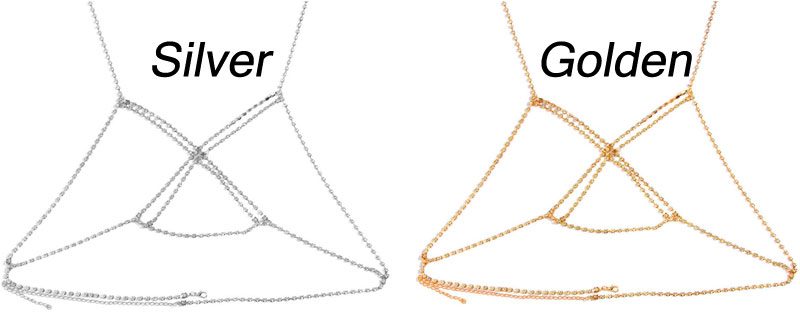 Sexy Double Layers Rhinestone Cross Bra Chest Bracket Necklace Bikini Beach Party Accessory Body Chain Women's Chains 