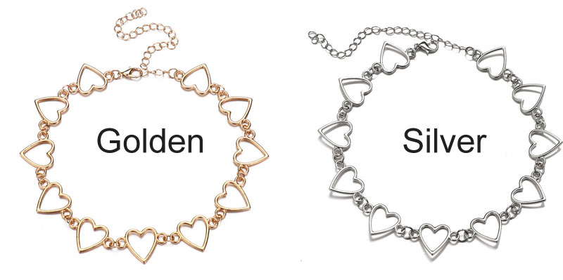 Fashion Hollow Love Heart Connected Romantic Adjustable Choker For Women Necklace Accessories