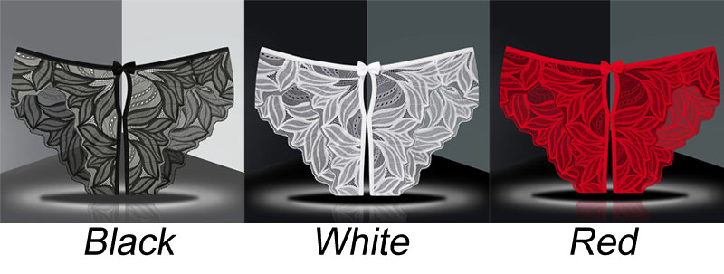 Sexy Leaf Lace Hollow Crotchless Panties Lingerie Erotic Women's Underwear Invisible Thong Bowknot Briefs Naughty Underpants 