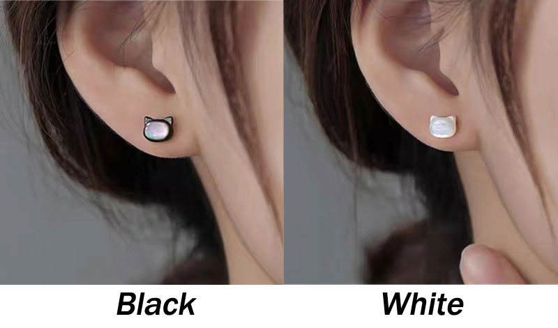 Cute Shell Cat Head Lover Accessory Jewelry Gifts For Teen Silver Pins Kitten Animal Women's Earrings