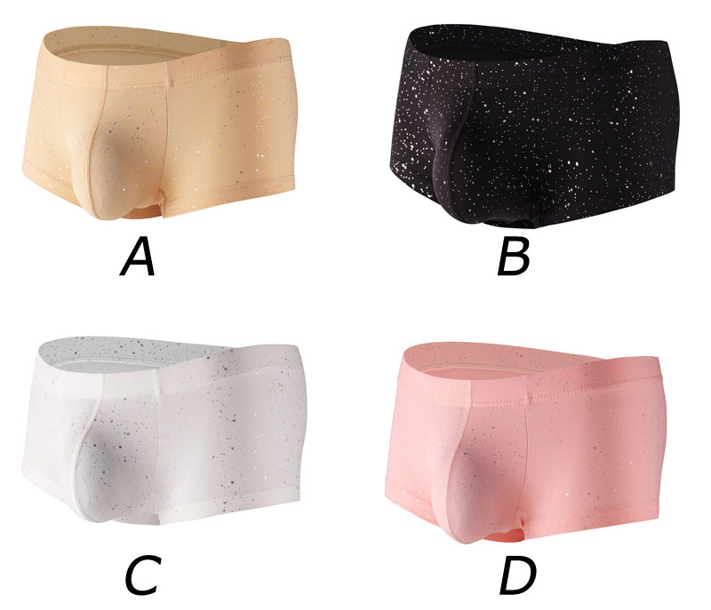 Sexy Sequined Men's Lingerie Gay U-shaped Convex Pouch Elastic Breathable Bikini Star Underpants Sissy Boxer Briefs