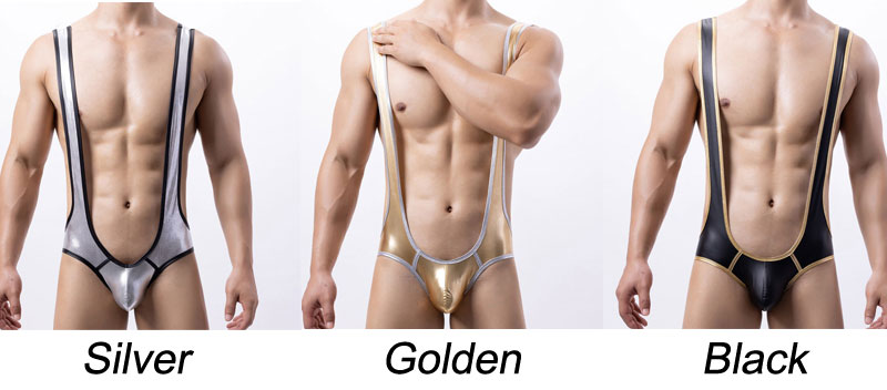 Sexy Glossy Leather Leotard Bulge Pouch Clubwear Underwear Sissy Wrestling Athletic Jockstrap Trunks Crossdress Men's Lingerie 