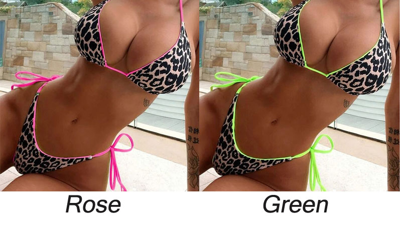 Sexy Leopard Halter Bathing Suit Halter Swimsuits Strap Two Pieces Swimwear Women's Bikini 